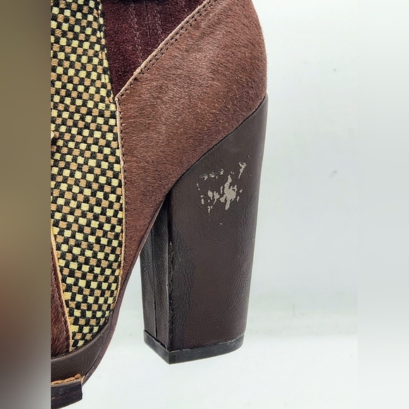 Custo Barcelona Pony-Style Calfskin Ankle Boots In Brown and Grey Size 38 - Picture 14 of 16